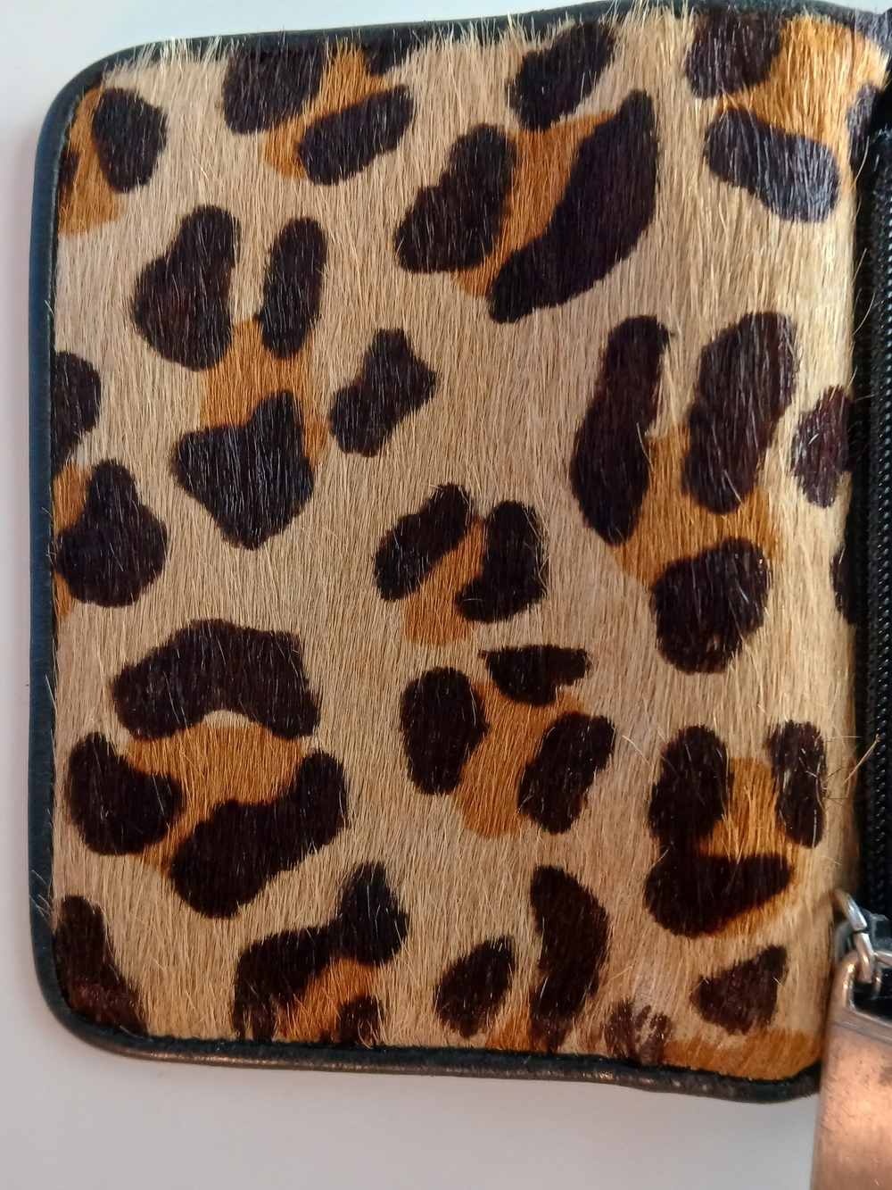 Wilsons Leather Genuine Leather Trifold Wallet Leopard Calf Hair Panel